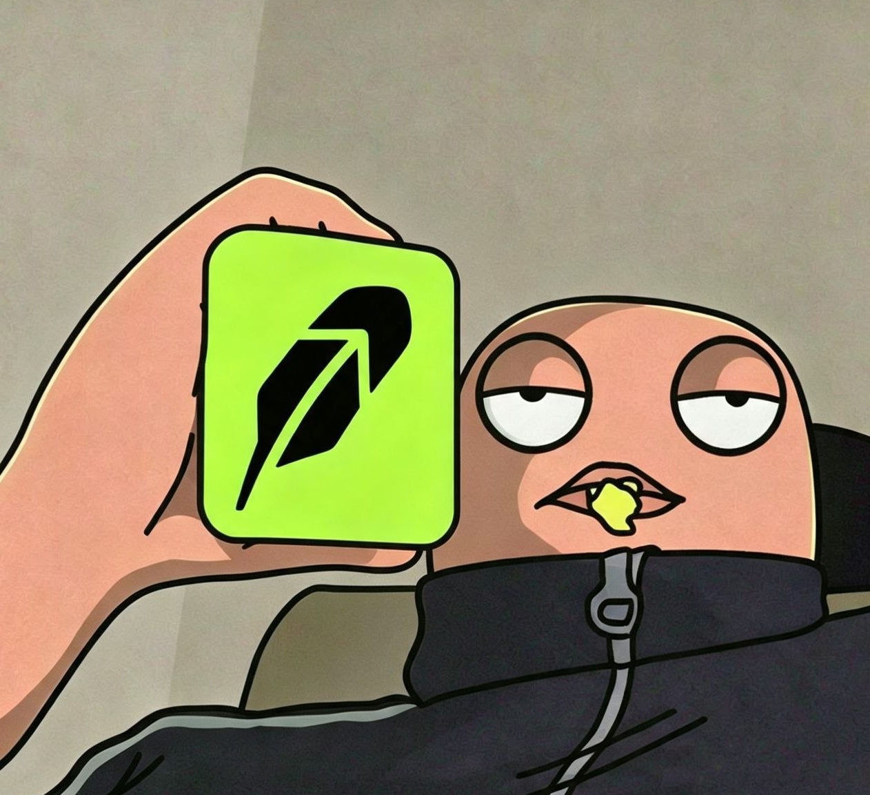 FONZ mascot holding Robinhood card